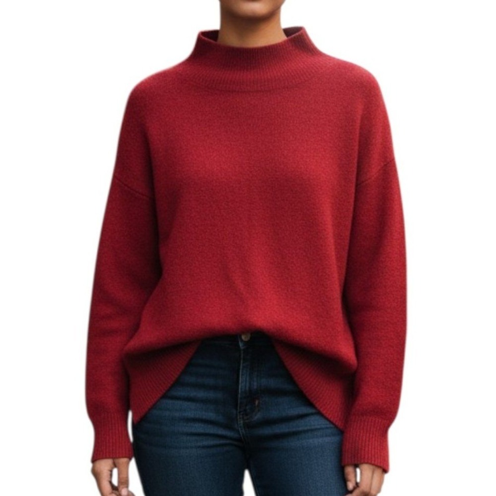 Banana Republic Red Mock Neck Long Sleeve‎ Knit Sweater Women's Size L
